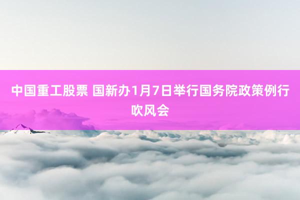 中国重工股票 国新办1月7日举行国务院政策例行吹风会