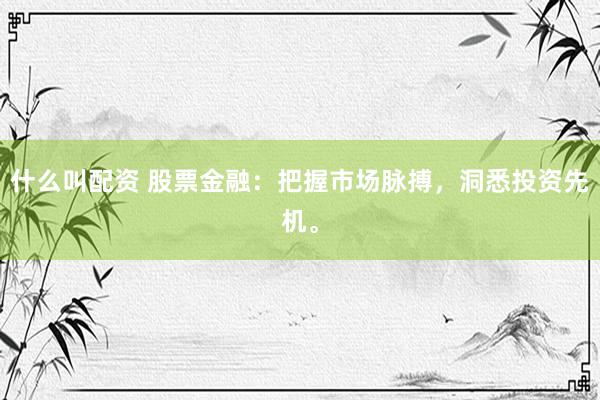 什么叫配资 股票金融：把握市场脉搏，洞悉投资先机。